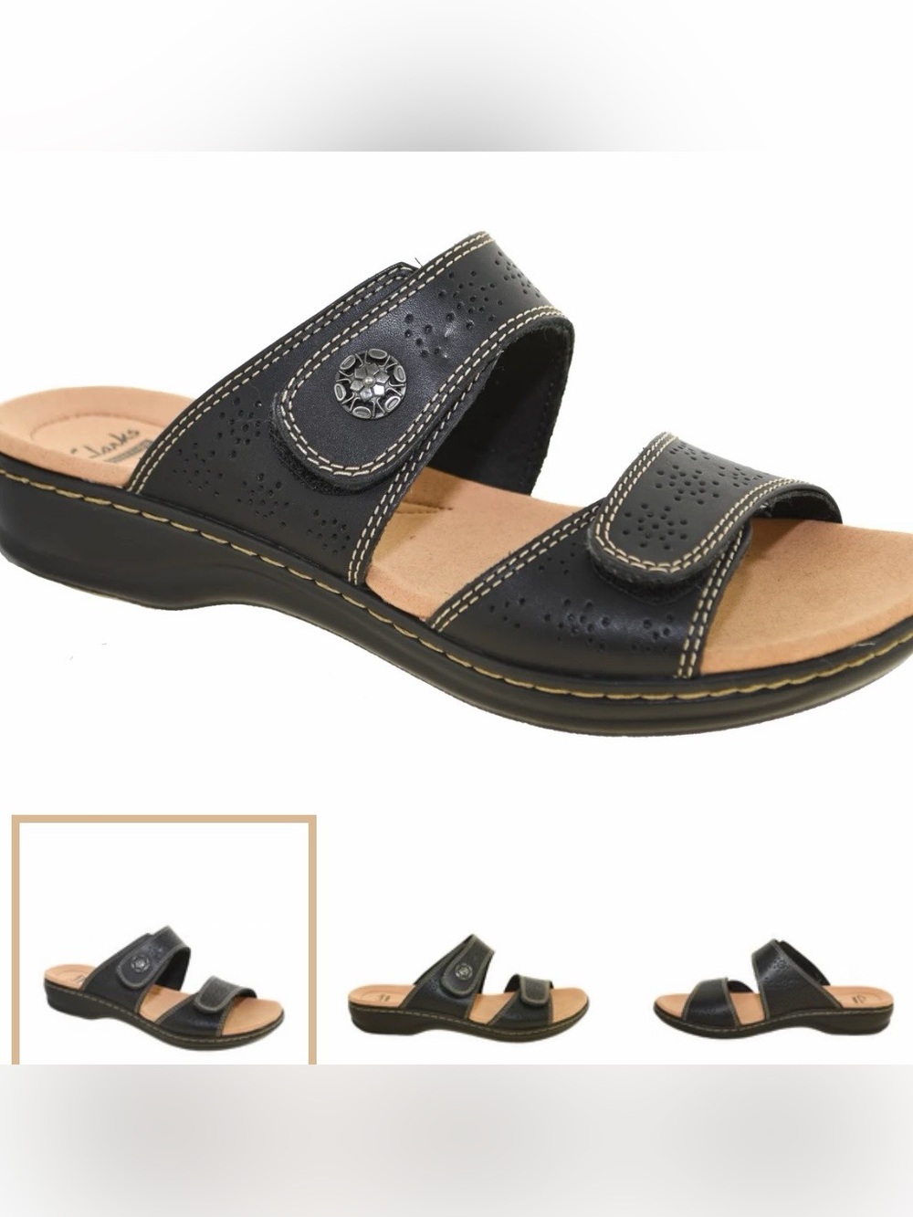 CLARKS LEISA LACOLE - BLACK LEATHER SANDAL